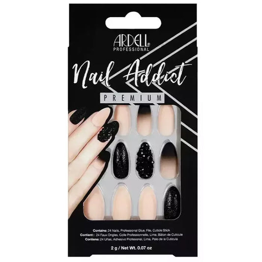 Ardell Nail Addict dirbtiniai nagai Black Stud y Pink Ombre