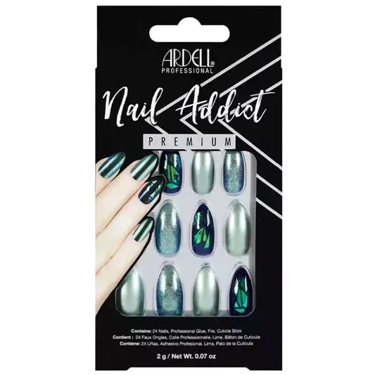 Dirbtiniai nagai ARDELL Nail Addict Green Glitter Chrome
