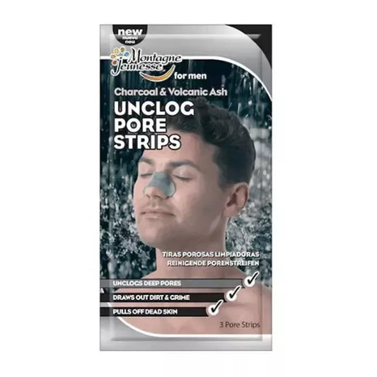 Montagne Jeunesse Charcoal & Volcanic Ash Unclog Pore Strips – nosies poras valančios juostelės, 3 vnt.