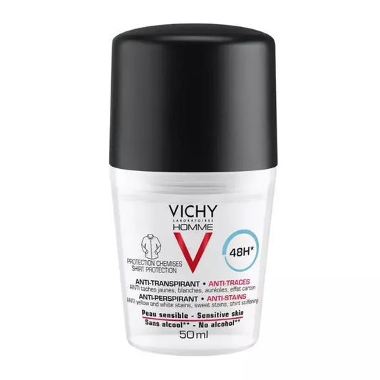 Vichy Homme dezodorantas nuo prakaito, nepaliekantis dėmių, jautriai odai, 50 ml