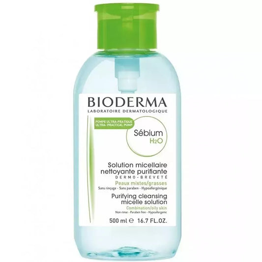 Valomasis micelinis vanduo Bioderma Sebium H2O su dozatoriumi, 500 ml