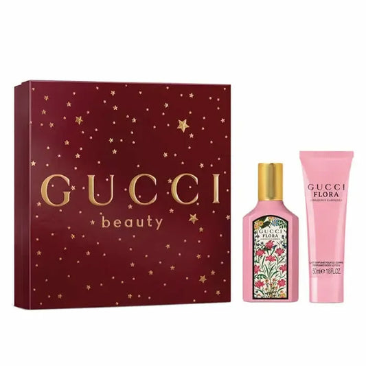 Gucci Flora Gorgeous Gardenia Eau de Parfum purškiamieji kvepalai, 50 ml, ir kūno losjonas, 50 ml, 2 dalių rinkinys
