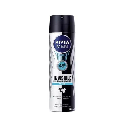 Nivea Men Invisible For Black And White Active dezodorantas purškiklis, 200 ml