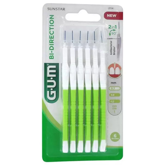 Tarpdančių šepetėliai Gum Bi-Direction 0,7 mm, žali