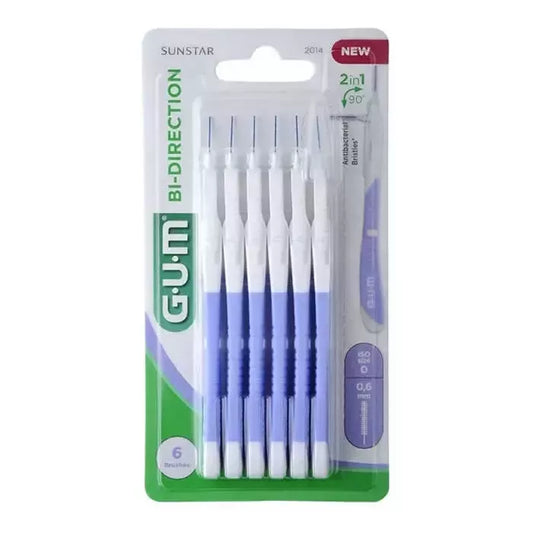 Tarpdančių šepetėliai Gum Bi Direction XS 0,6 mm, 6 vnt.