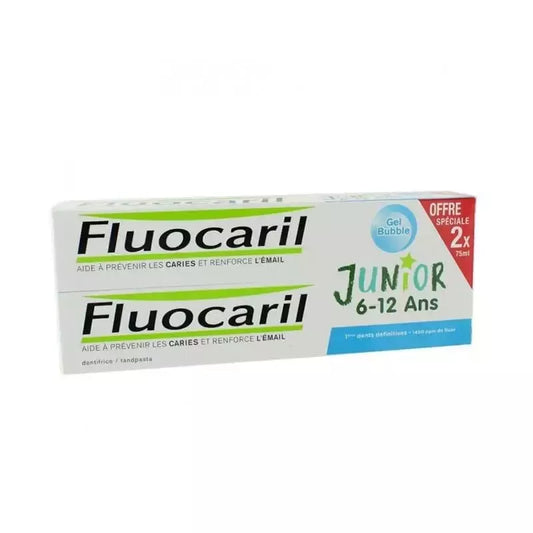 Fluocaril® Junior 6-12 metų dantų pasta, kramtomosios gumos skonio, 2x 75 ml