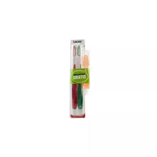 Vidutinio kietumo kelioninis dantų šepetėlis Lacer Double Brush