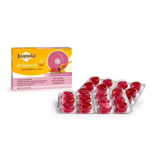 Juanola Propolis Hedera and Honey 24 guminės pastilės