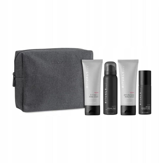 Rituals Homme Sport dušo želė 50 ml, dušo putos 1 vnt., kvepiantis kūno losjonas 1 vnt., dezodorantas purškiklis 1 vnt.